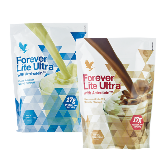 Forever Lite Ultra dietary shake with protein, vitamins, and minerals to promote healthy weight, muscle support, and overall wellness.
